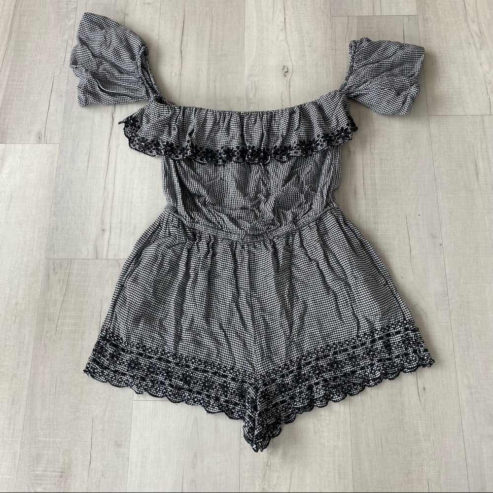 ❤️ American Eagle POCKETS Picnic Gingham Mini Romper
